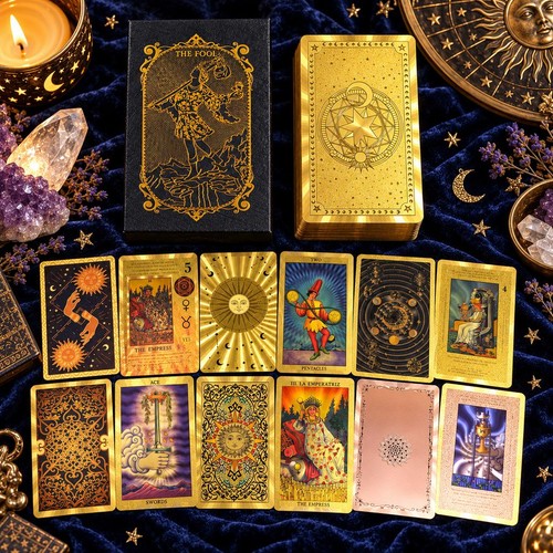 Gold foil tarot cards - gold, with